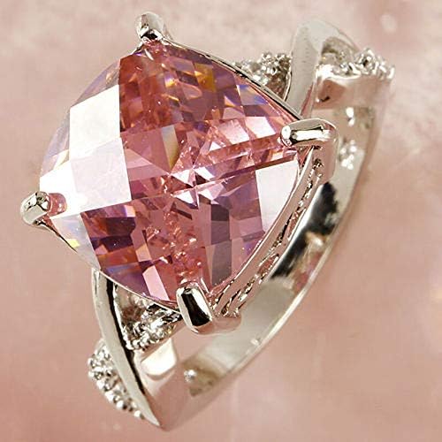 T-Jewelry Women Fashion Pink & White Gemstone noivado Ring Rings Tamanho 6-8