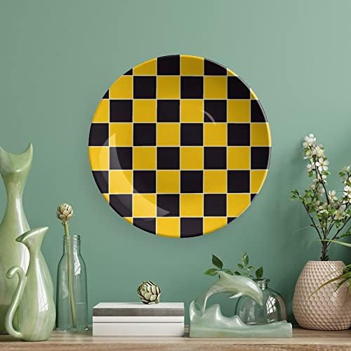 Placa de xadrez preto amarelo ósseo chinês placas decorativas com ornamentos pendurados pratos de jantar
