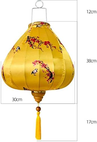 Miau suave 12 polegadas de ameixa amarela Blossom cetim lanterna lanterna chinesa lanternas de papel de lanternas
