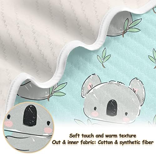 Clante de arremesso de coala fofa Cobertor de algodão para bebês, recebendo cobertor, cobertor leve e macio para berço, carrinho