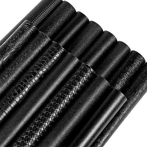 Caxileu All Black Faux Leather Leets 15pcs 8,3 x 12 Tamanho A4 Tamanho sintético Tecido de couro para brincos Sapatos Bolsas
