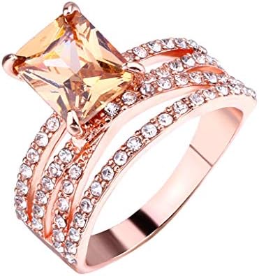 Anéis para mulheres 3pc Temperamento simples Diamante geométrico Topázio Rose Rose Gold Ring Jewelrya Bom presente para uma namorada, namorado, família