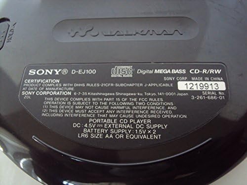 Sony CD Psyc Walkman D-EJ100 CD Player com G-Proteção CD-R/RW Dead Tech