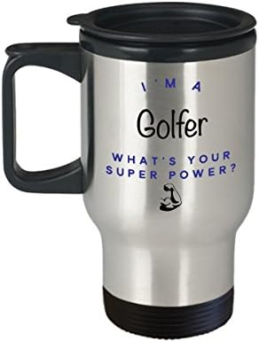 Golfer de viagem, sou um jogador de golfe o que é super poder? Canecas de café engraçadas, ideia para homens para