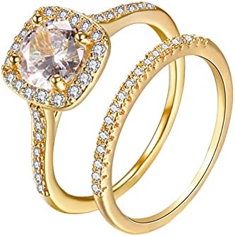 2023 Novas 69 peças tamanho dois anéis dourados jóias shinestone anel branco de casamento mulheres anéis mantêm anéis