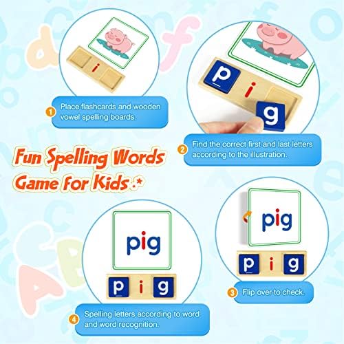 Aprendendo brinquedos para 3 4 5 anos de idade - 116pcs Letras de vogal curtas Classificando ortografia Reading Toy Set
