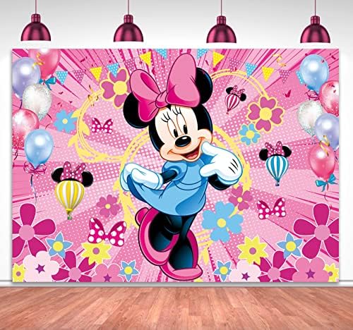 Festa de aniversário do mouse de desenho animado 7x5ft fotografia meninas de pano de fundo coloridas flores flores panos de fundo