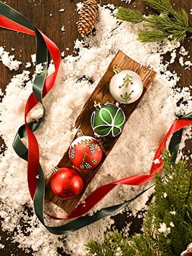 Valery Madelyn Red Green White White Christmas Value Pacote 24Ct Bola de Natal Ornamentos + Groches de Natal de 30 polegadas + 9 pés de Natal Garland