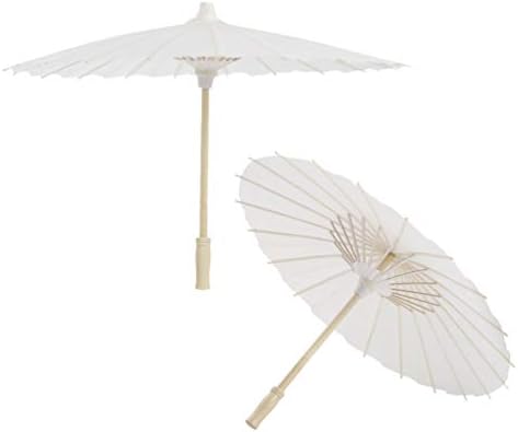 Ornamentos vintage de nuobestão 40pcs DIY Parasol Umbrella White Paper Parasol Inacabado guarda