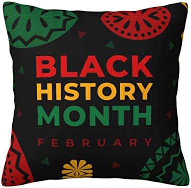 RQZWDQ Black History Mês de 2023 Tampas de travesseiros de arremesso de travesseiros quadrados Decoração de casa para sofá-sofá, padrão de dupla face 18x18 polegadas