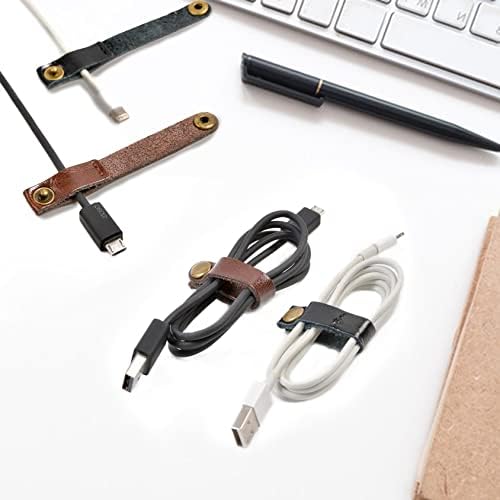 Tiras de cabo de cordão de couro de 24 pacotes, portáteis, fone de ouvido portátil cabos USB, gerenciamento de gestão de gestão para o escritório de carros