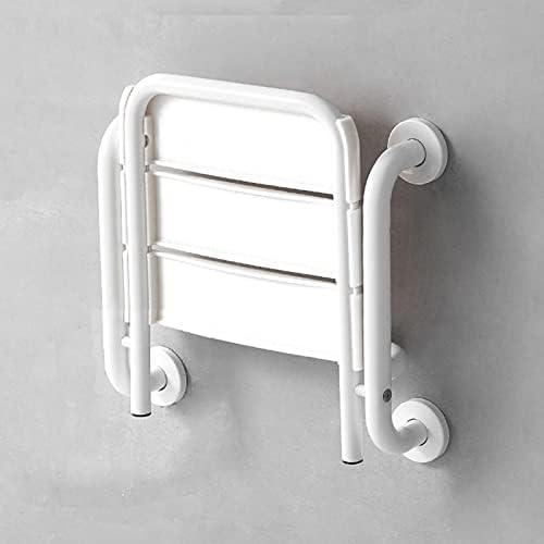 Egen Dual Use Bath Bay com apoio de braço, banquinho de banho montado na parede para idosos e acessíveis banheiros no banco do banheiro bancos de parede de segurança, poltrona dobrável - [com apoio de braço de alimentação] - Branco