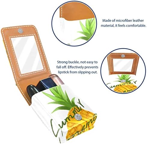 Caixa de batom Oryuekan com espelho bolsa de maquiagem portátil fofa bolsa cosmética, abacaxi de verão de frutas