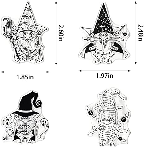 Halloween Gnome Clear Self para fabricação de cartas, Spider Web Witch Anão Salimes de borracha transparente para