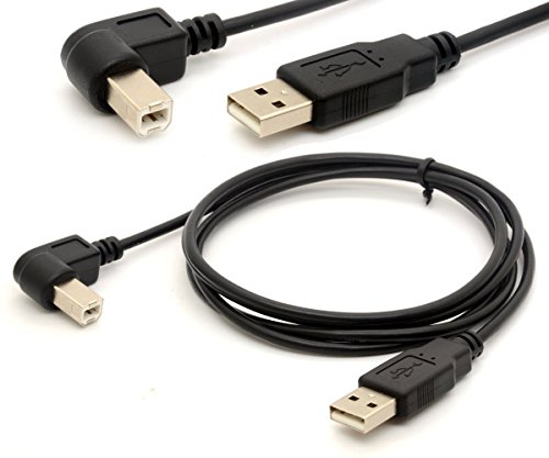 BSHTU 1,5m Cabos de adaptadores USB para impressora 90 graus USB 2.0 Um homem de plugue de ângulo de ângulo esquerdo