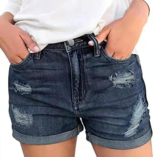 Jeans upluca jeans para mulheres shorts finos casuais zíper sólido buraco de bala esportivo shorts jeans de jeans shorts jeans
