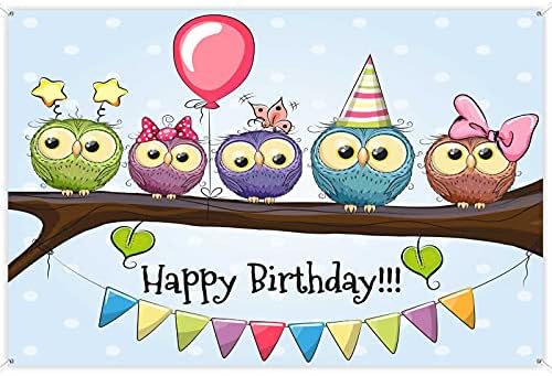 Night Owl Banner Feliz Aniversário Balão Balão Cute