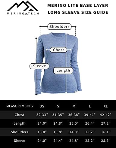 Merino.Tech Merino Lã Base Camada Mulheres Merino Lã leve, Camisas Térmicas de Manga Longa Midweight + Meias de Lã