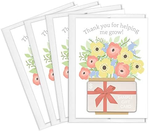 Expressões minúsculas - titulares de cartões -presente de apreciação do professor | Projeto de vaso de flores pastel | 5 x7 polegadas,