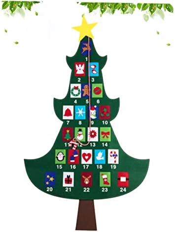 O calendário de decorações do advento da aboofan é o formulário de fabricação de tecido de contagem regressiva, abrete árvore com crianças bolsos criativos para o Natal