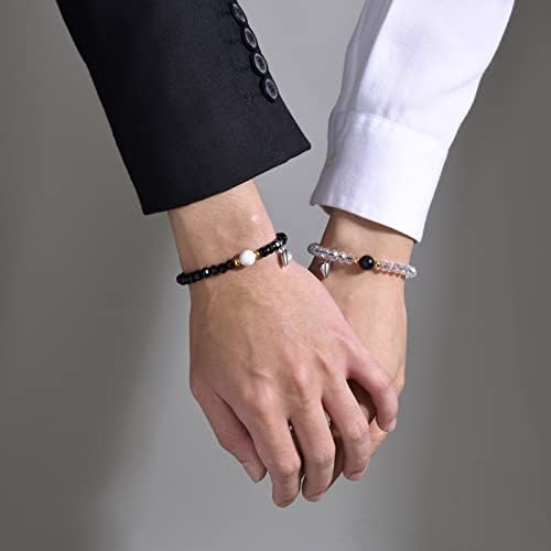 Bracelets de casais de refeição de garguet: Feito à mão dele e dela e suas braceletes de casal de casais combinando com ela, ajustável, ideia de presente de dia dos namorados