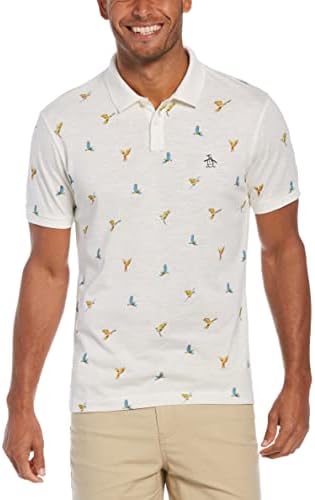 Camisa de pássaros de malha masculina de pinguim original