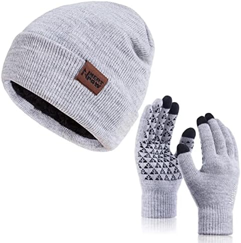 Inverno 1-3 PCS Luvas de chapéu de gorro para homens e mulheres, lã de lã de malha revestida com tela sensível ao toque quente Luvas de lenço infitante do gorro