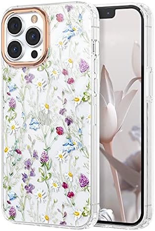 Caso Zelaxy compatível com iPhone 13 Pro Max, Proteção à prova de choque anti-deslizamento slim hard shift bumper hard floral floral capa para iphone 12 pro máximo 6,7 polegadas