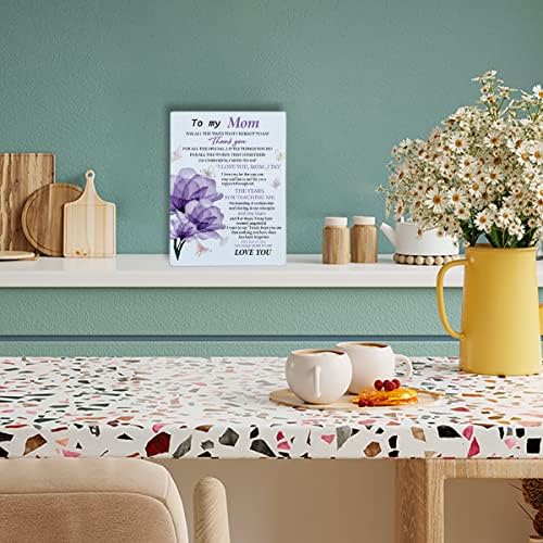Rústico para a minha mãe caixa, sinal de madeira floral significativo mamãe placa de bloco de madeira para casa de arte de parede de parede de parede de parede de parede de mesa de mesa de mesa de mesa, 6 x 8 polegadas