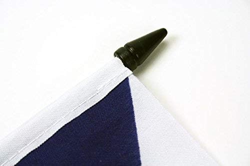 AZ FLAND MABELA MABELA MABELA 5 '' x 8 '' - bandeira da mesa do cazaque 21 x 14 cm - palito de plástico preto e base