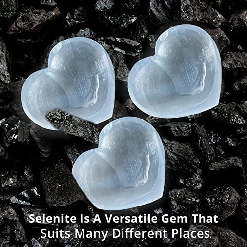 Himalaia Glow 10cm Selenite Crystal Heart Stone para cura e meditação, pedra-10 cm, branco