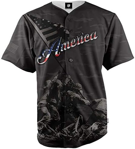 Grande Half America #1 Black Camo Baseball Jersey