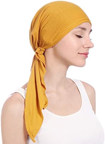 Women Solid Cotton Head Lenfra chapéu de turbante gorro muçulmano pré-amarrado helterwra de cabeça de cabeça de cabeleireiro para