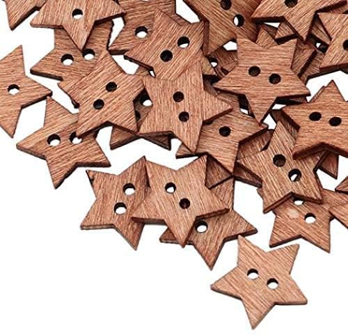 U-m pulabo100 pcs 2 orifícios Botões de madeira da forma de estrela para costurar scrapbooking DIY Handcraft Practical Processado