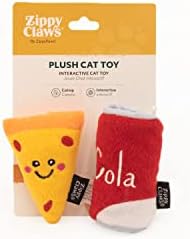 Zippyclaws Nomnomz - Toy Pizza & Cola Catnip, brinquedos de gatos fofos para gatinhos e gatos internos, presentes engraçados