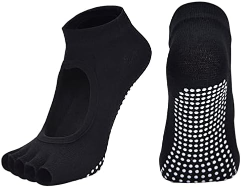 Vanktion 2 pares Toeless Yoga Socks não deslizam para pilates dança de balé com o treping de algodão aberto meias esportivas