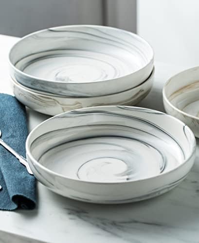 Lyeoboh grande conjunto de tigelas, 10 polegadas que servem pratos para salada de salada de macarrão conjunto de tigela de porcelana