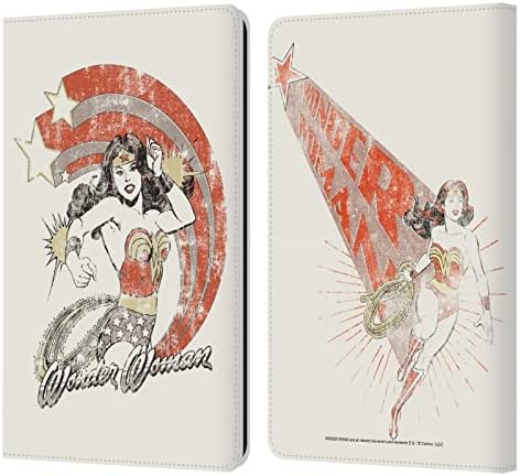 Projetos de capa principal licenciados oficialmente Wonder Woman DC Comics angustiados Arte Vintage Couro Livro da carteira