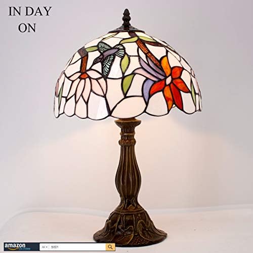 WerFactory Tiffany Lâmpada de manchado de vidro Hummingbird Lâmpada de mesa Luz de leitura mesa de leitura Luz de 12x12x18 polegadas