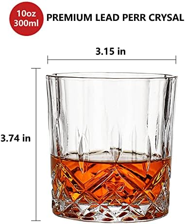 NKADKNS Ultra Clear Crystal Whisky Glass, 10oz/300 ml de vidro à moda antiga, copo de barra manual para bourbon/irlandês/conhaque/licor,
