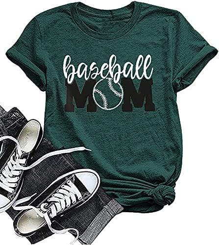 Camisa de mamãe de beisebol camisa feminina camisa de manga curta letra o-pescoço imprimir tops casuais tees