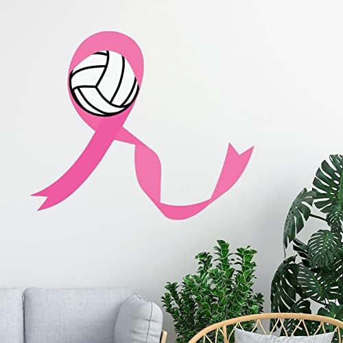 Volleyball Ribbon Janela rosa decoração de parede Decalque de câncer Decalques de conscientização para a parede Rosa rosa