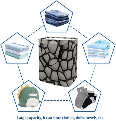 Marble Cinza Padrão de Pedra Impressão Prinha Lavanderia Cesto, 60l As cestas de lavanderia à prova d'água Lavagem Bin Rous