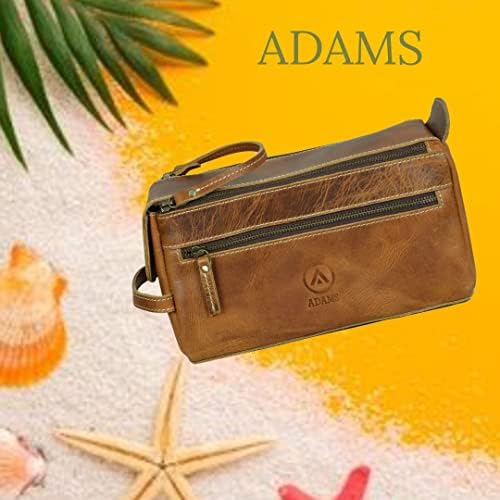 Adams WB04-DT Genuíno Couro de Couro e Kit Dopp: Para produtos de higiene pessoal, cosméticos, artesanais práticos e mais