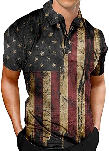 Camisas masculinas de verão Men's Patriótico Performance Independência Dia American Flag Classic Fit Shirts Running Camisetas