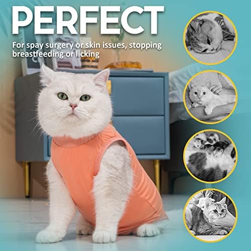 Avont Cat Recovery Suit -Onesie de gatinho para gatos após a cirurgia, cone de vergonha, traje de caspa cirúrgica alternativa para