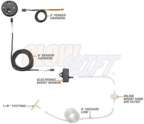 Glowshift 10 Color Digital 30 PSI Boost/Kit de medidor de vácuo - Inclui sensor eletrônico de pressão - tela LED multicolorida -