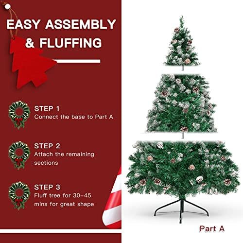 Árvore de Natal artificial de 6 pés com pinheiros de Youmipets, árvore de Natal nevada perfeita para casa, lojas e decoração de férias,