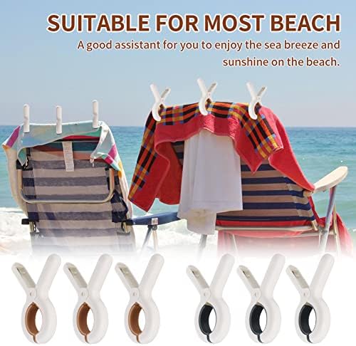 Pxrje 6pcs Toalhas de praia de plástico Clipes + saco de armazenamento de 1pc, toalhas de praia de tamanho grande à prova de vento, pinos de roupa pesados ​​de roupas de roupa de roupa em varal e penduramento