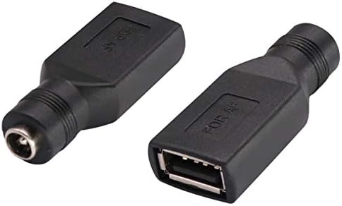 AAOTOKK USB 2.0 Uma fêmea a CC 5.5x2.1mm DC Conector DC Adaptador de energia Jack Adaptador USB 5V Conector para